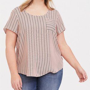 Torrid Size 1- Pink Stripe Knit to Woven Blouse